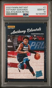 PSA 10 Anthony Edwards 2020 Panini Instant #1 Retro SP Rookie Card - Picture 1 of 1
