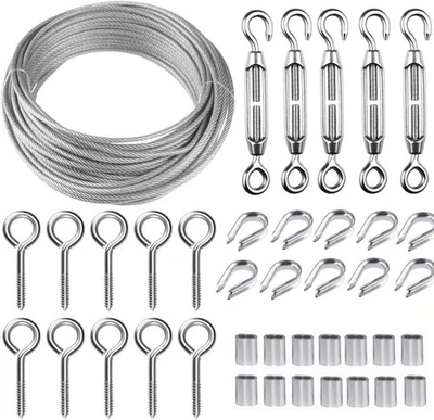 TooTaci Turnbuckle Wire Tensioner Kit, 100ft 1/16 Vinyl Coated Stainless Steel C