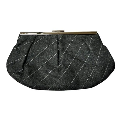 Bolso de Mano Banana Republic Y2K | Algodón Lana | Rayas Negro | Cierre de Cierre | 9x5x1 Foto 1 de 4