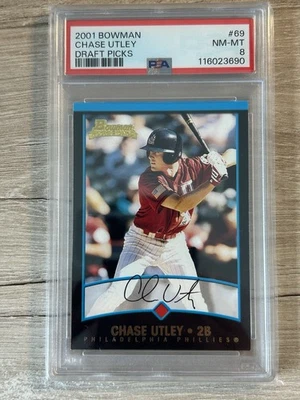 Bowman Draft Picks Chase Utley RC 2001 PSA 8 Philadelphia Phillies Foto 1 de 2