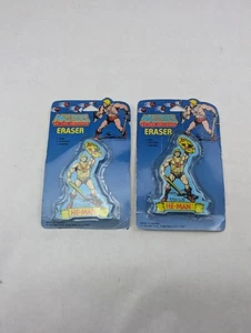 Lot of 2 - Vintage 1984 Mattel MOTU Masters of the Universe HE-MAN eraser - Picture 1 of 4
