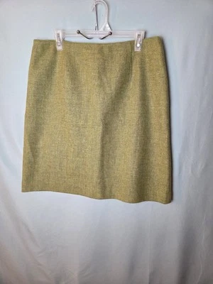 Falda Ann Taylor Talla 14 Verde Lana Recta y Lápiz Frente Plano Cremallera Trasera Foto 1 de 4