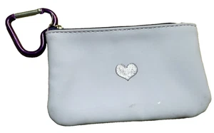 Small Coin Change Purse Wallet Light Purple Heart w/Carabiner 5"x3" - Picture 1 of 3