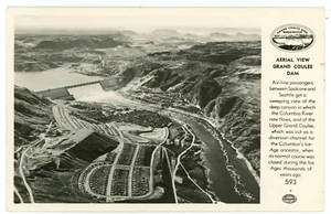 RPPC ~ Grand Coulee Dam & City, Washington Aerial View - Picture 1 of 2
