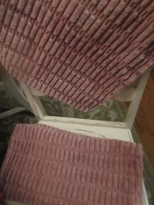 Pair 2 Rose Pink Soft Plush Chenille Stripe Pillow Covers 18 x 18 - Picture 1 of 8