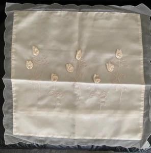 Pair of Embroidered Cushion Covers 45.5cm x 45.5cm (18" x 18"), Beige, New - Picture 1 of 3