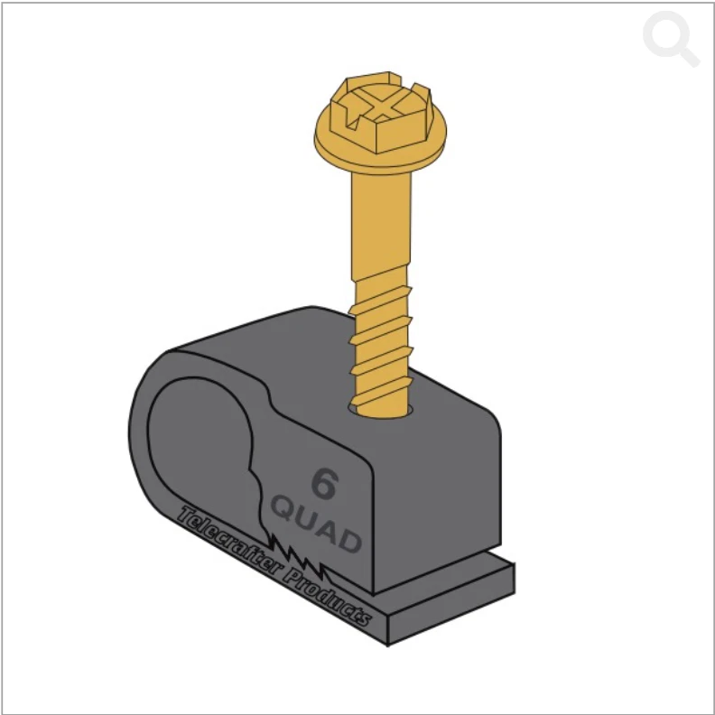 Telecrafter Products 500 Count RG-6 Quad Flex Clips Q4BK 1/2 Inch Screw In Depth - Image 1 of 4