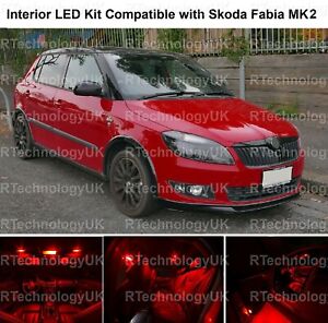 RED PREMIUM LED INTERIOR UPGRADE LIGHT KIT COMPATIBLE WITH SKODA FABIA MK2