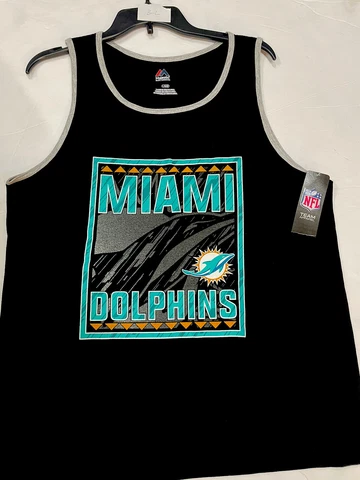 NEW Men's NFL Miami Dolphins Black Tank Top Shirt Majestic Large Cover