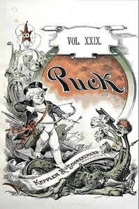 Keppler Puck Cover 1891 POLITICAL 6 HEADED SERPENT MONSTER Puck Matted Print - Picture 1 of 12