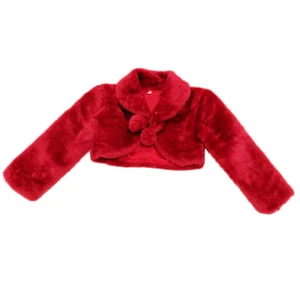 Girls Kids Wedding Party Bridesmaid Faux Fur Jacket Wrap Shrug Bolero Coat Cape - Picture 1 of 14