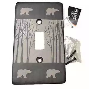 NUEVO Bears Woods CUBIERTA DE INTERRUPTOR DE LUZ ÚNICA Cabina Lodge Bear Árbol Interruptor abatible - Imagen 1 de 2