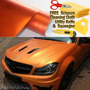 180"x60" Satin Matte Chrome Metallic Orange Vinyl Film Wrap Bubble Free 15ftx5ft - Picture 1 of 6