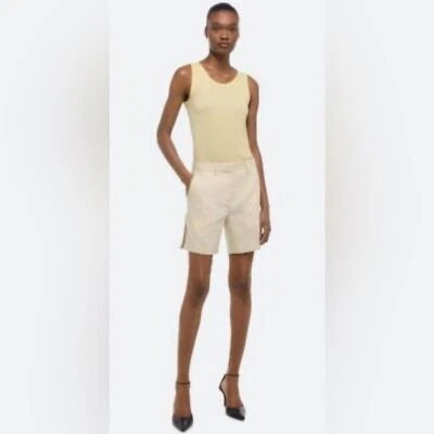 PVP US$275 Helmut Lang Mujer Mezcla de Lino Pantalones Cortos Verano Arena Nuevo con Etiquetas US8 M Foto 1 de 4