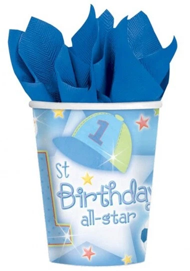 1st Birthday "All Star" Party Cups x 18 - Children's Party Supplies - Image 1 of 1