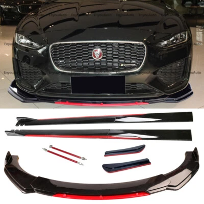For Jaguar F-Type XE XF Front Bumper Lip Spoiler 86" Side Skirt Black Red Foto 1 de 4