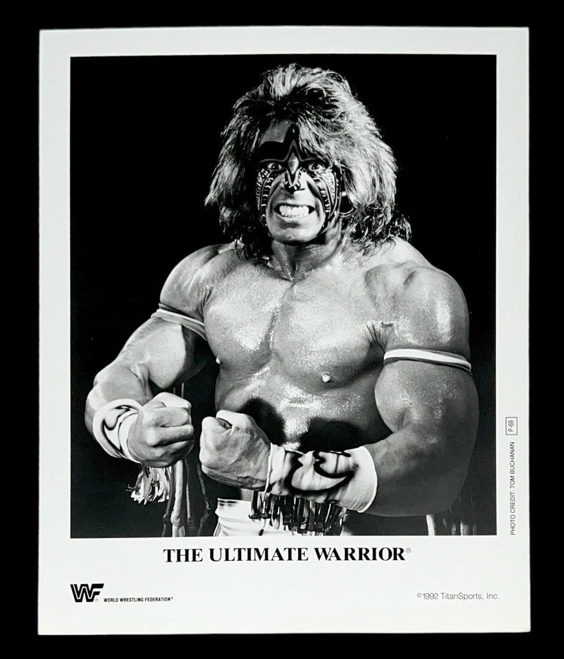 FOTO PROMOCIONAL 8X10 ORIGINAL CON LICENCIA OFICIAL WWE ULTIMATE WARRIOR P-69 1992 B&W Foto 1 de 1