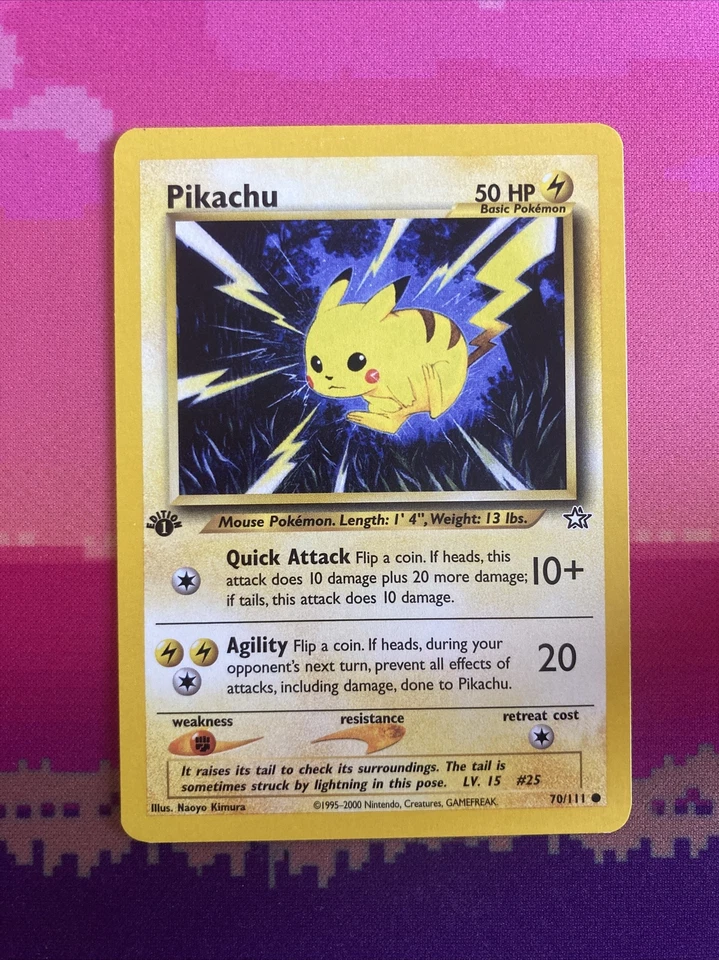 Pokemon Card Pikachu Neo Genesis 1st Edition Common 70/111 Near Mint - Image 1 of 2