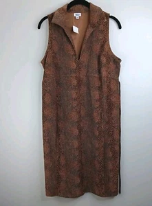 Mimi Maternity Dress Sleeveless Collared Snake Print Lined Brown 90's Small NWT - Picture 1 of 6