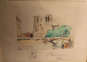 French Artist 20th Century Ltd Edition Lithograph Signature Unintelligible Paris - Picture 1 of 9