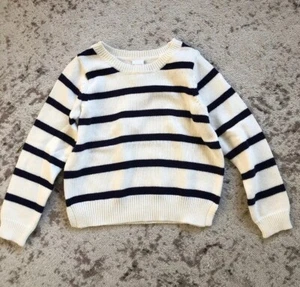 New Gymboree Striped Navy Ivory Knitted Sweater Top M 7-8 Years - Picture 1 of 7