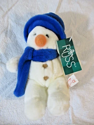 Russ Berrie Bola de Nieve El Muñeco de Nieve Navidad Invierno Peluche Animal 7" con etiqueta Foto 1 de 4