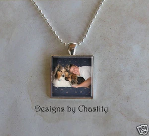 Custom Photo Necklace Pendant Glass Art Charm Keepsake Jewelry Personalized  - Picture 1 of 2