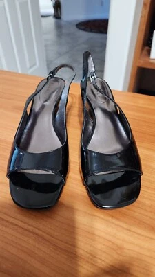 Sandalia de cuero Patton negra para mujer - níquel talla 9 1/2 M Foto 1 de 4