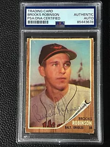 Brooks Robinson Baltimore Orioles 1962 Topps #45 autógrafo firmado PSA ADN - Imagen 1 de 2