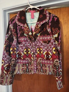 NWT Y2K Thalia Sodi Jacket Button Blazer XL Purple Aqua Geometric  Western VTG - Picture 1 of 6