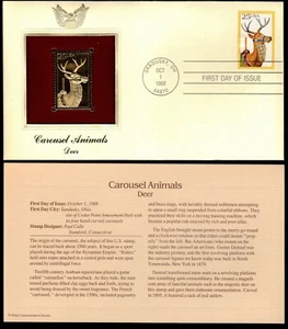 Carousel Animals, Deer -1st day issue-Golden Replica - Picture 1 of 1
