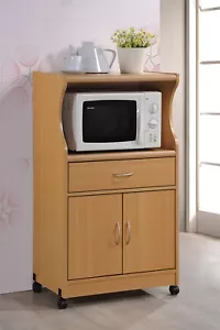 Hodedah Hik77 Beech Microwave Cart - Picture 1 of 4