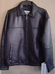 NUEVO CON ETIQUETAS $475 BOSTON HARBOUR Hombre M CUERO BOMBARDERO Chaqueta NEGRA Abrigo 110235 - Imagen 1 de 8