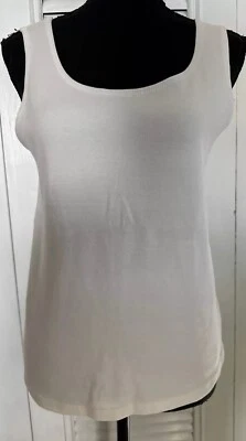 "Tanque punto de referencia New York blanco informal bien hecho tejido talla L busto 18""" Foto 1 de 4
