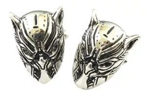 Black Panther Silber Maske Cosplay Metall Manschettenknöpfe 1 Paar - Bild 1 von 1