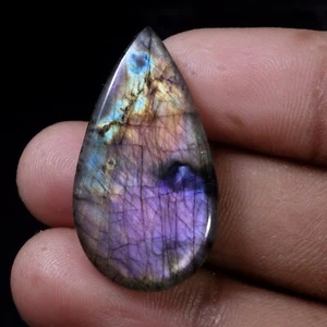 27,40 ct 100 % natürlicher lila & blauer Feuer Labradorit Cabochon Edelstein 19 x 35 x 5 mm - Bild 1 von 8