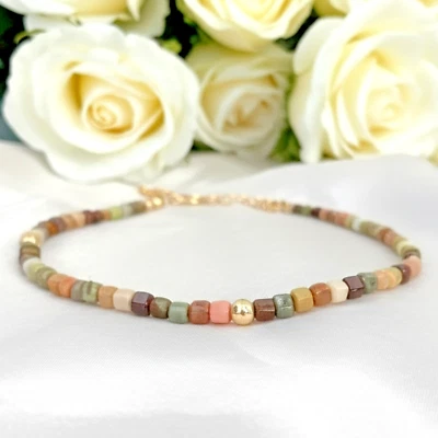 Alashan Agate Natural Stone Dainty Bracelet Healing Crystal Woman Bracelet Gift - Image 1 of 4