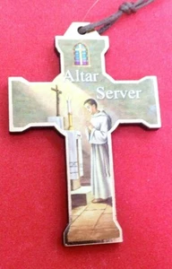 Altar Boy Wood Cross Necklace, Made in Italy - Picture 1 of 3