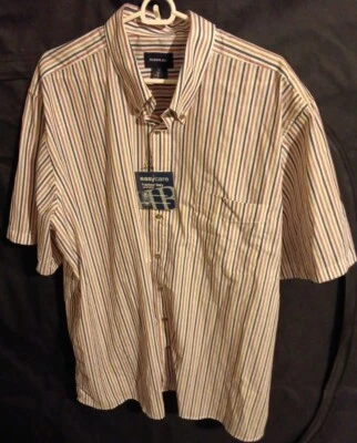 Camisa Harbor Bay manga corta abotonada para hombre XL multicolor bolsillo a rayas Foto 1 de 4