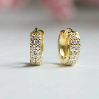 0.50Ct Round Cut Lab Grown Diamond Hoop Earrings For Women's 14K Yellow Gold - Image 1 of 4