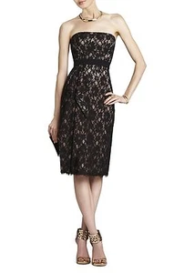 NUOVO ABITO SENZA SPALLINE BCBGMAXAZRIA NERO ALEXANDRA IRG6X902/M256A TAGLIA 4 - Foto 1 di 2