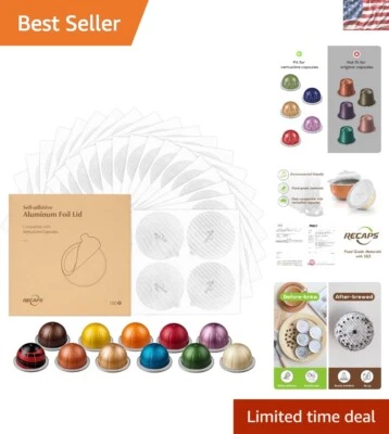 Tapas de papel de aluminio de 62 mm para cápsulas de café Nespresso Vertuo recargables - 100 piezas Foto 1 de 4