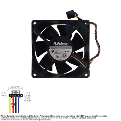 Fan Muffin Cooling DC 12V DC12V 12VDC  92mm 92x92x32 Nidec M35172-35DEL3F 0N790P - Image 1 of 3