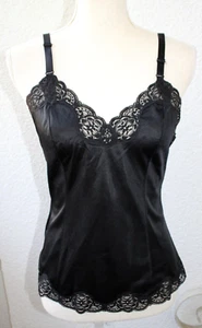 Lingerie Träger Spitze Top Gr. 36/38 FRENCH MAID Vintage 70-Jahre Nylon Schwarz - Bild 1 von 7