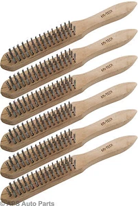 6x HEAVY DUTY WIRE BRUSHES 11" 4 Row Steel Bristles Large Paint Rust Cleaner Set - Picture 1 of 1