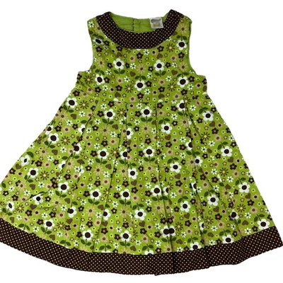 Vestido Vintage Carters TALLA 18 Meses Sin Mangas Marrón Verde Floral Foto 1 de 4