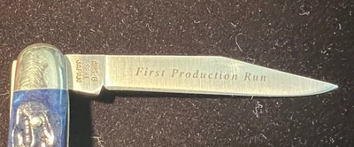 Coleman CM702B Blue Bone Pen Pocket Knife-First Production Run AUS-6 Seki Japan - Image 1 of 4