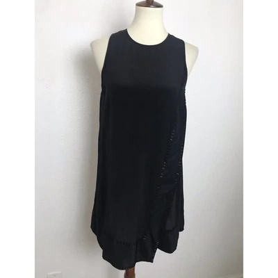 Vestido Donna Karan Mujer Talla S Mini Seda Lentejuelas Ribete Negro Foto 1 de 4
