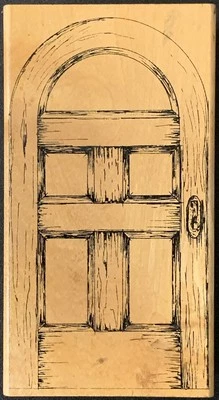 Estampadores Anónimos Antiguo sello de goma de madera para puerta de fortaleza Foto 1 de 3