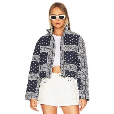 Chaqueta acolchada Gianina Superdown para mujer cachemira negra blanca talla S Foto 1 de 4